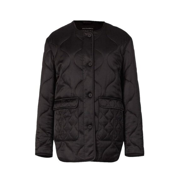 ALLSAINTS Womens 2 Black Foxi Liner Jacket AS354159R Front Button Italian Cloth - Picture 3 of 11